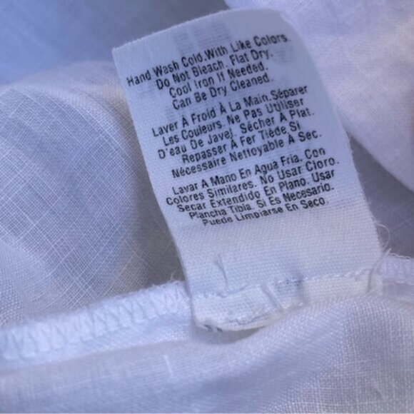 DKNY White Linen Skirt w/Cochet Panels & Drawstring Waist Size 14 - Picture 6 of 11